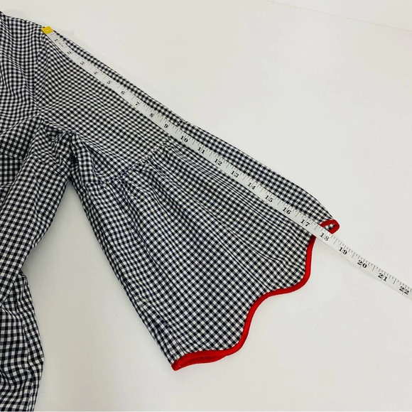 Talbots Women Plaid Gingham Blouse Large Black Casual Summer Cottagecore Boho - Picture 8 of 10
